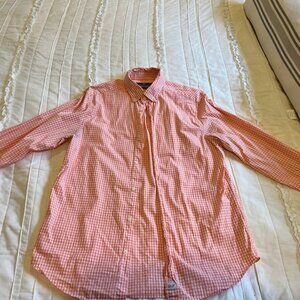 Vineyard Vines Classic Fit Murray Shirt Mens Medium Orange Gingham Long Sleeve